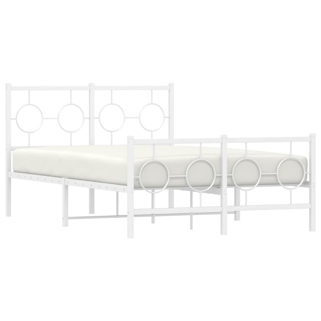 vidaXL Metal Bed Frame without Mattress with Footboard White 120x190cm