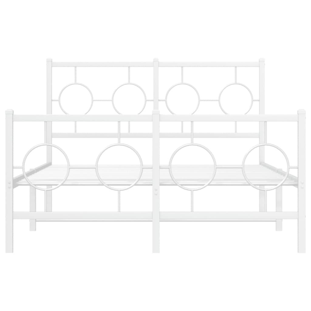 vidaXL Metal Bed Frame without Mattress with Footboard White 120x190cm