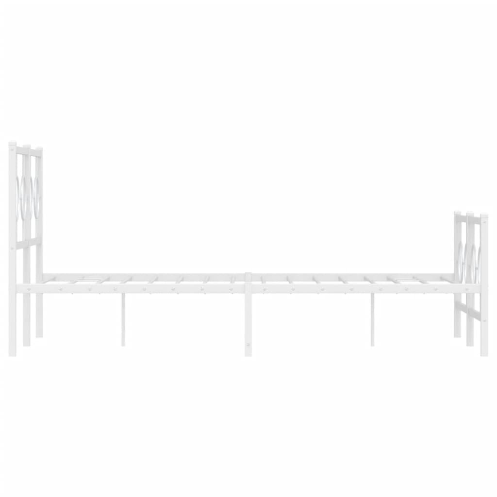 vidaXL Metal Bed Frame without Mattress with Footboard White 120x190cm