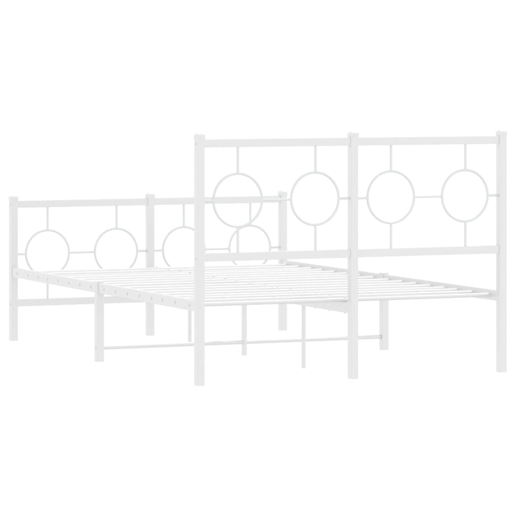 vidaXL Metal Bed Frame without Mattress with Footboard White 120x190cm