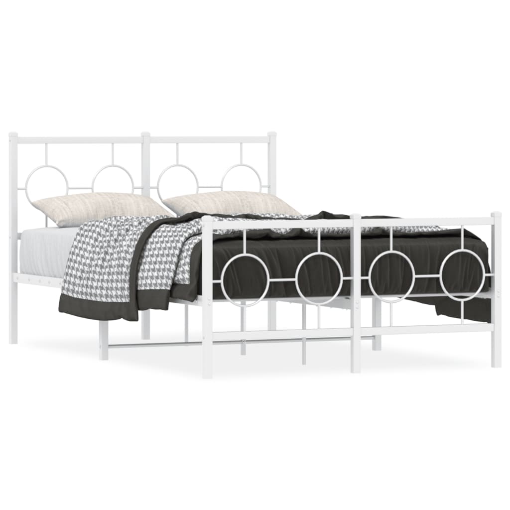 vidaXL Metal Bed Frame without Mattress with Footboard White 120x190cm