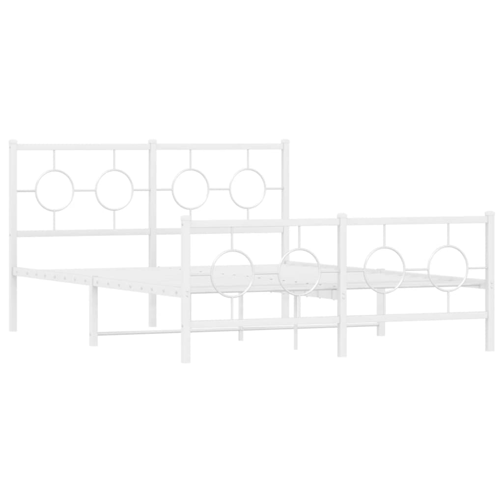 vidaXL Metal Bed Frame without Mattress with Footboard White 135x190cm