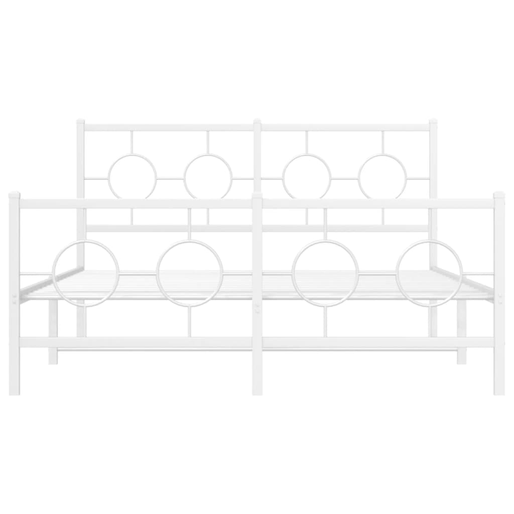 vidaXL Metal Bed Frame without Mattress with Footboard White 135x190cm