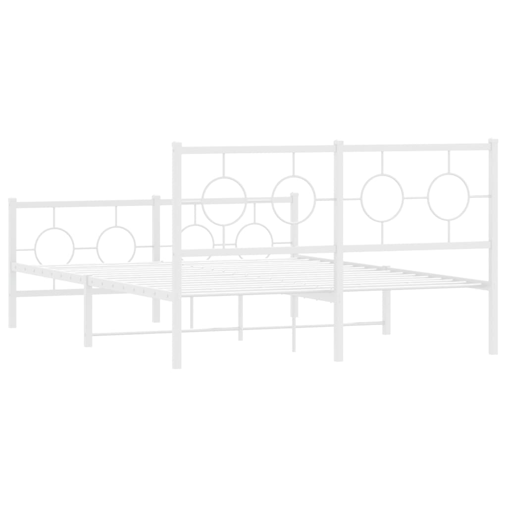 vidaXL Metal Bed Frame without Mattress with Footboard White 135x190cm