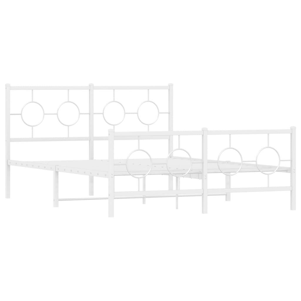 vidaXL Metal Bed Frame without Mattress with Footboard White 140x190cm