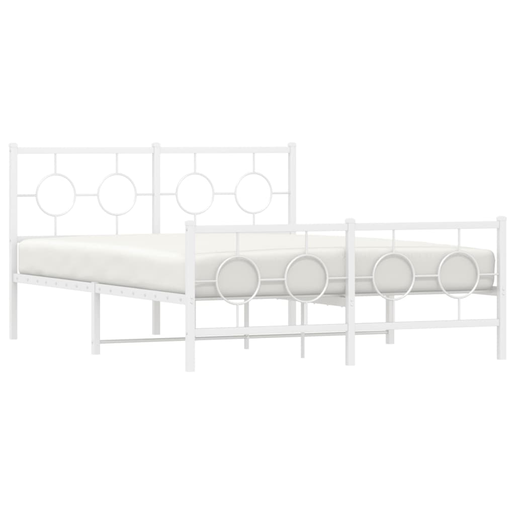 vidaXL Metal Bed Frame without Mattress with Footboard White 140x190cm