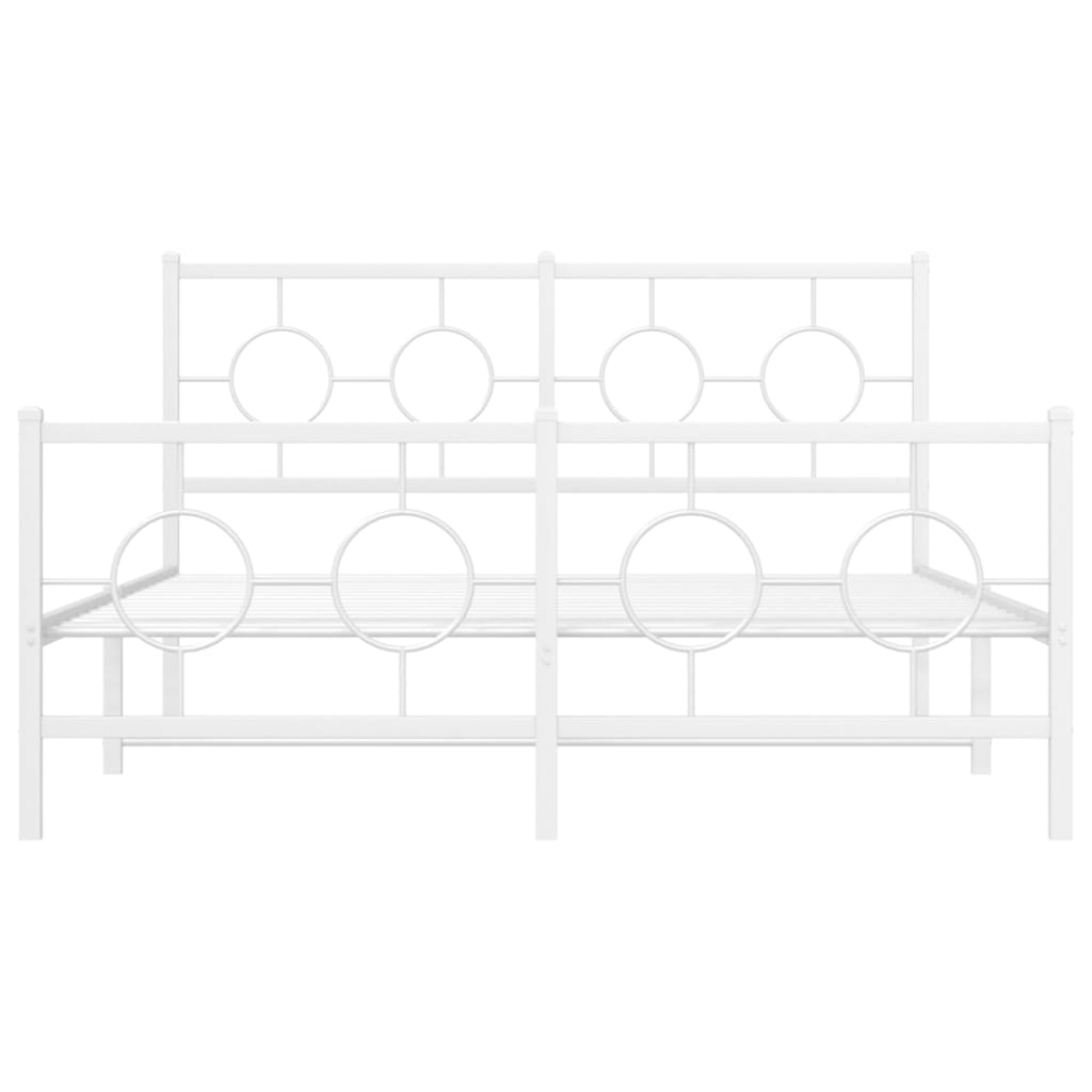 vidaXL Metal Bed Frame without Mattress with Footboard White 140x190cm