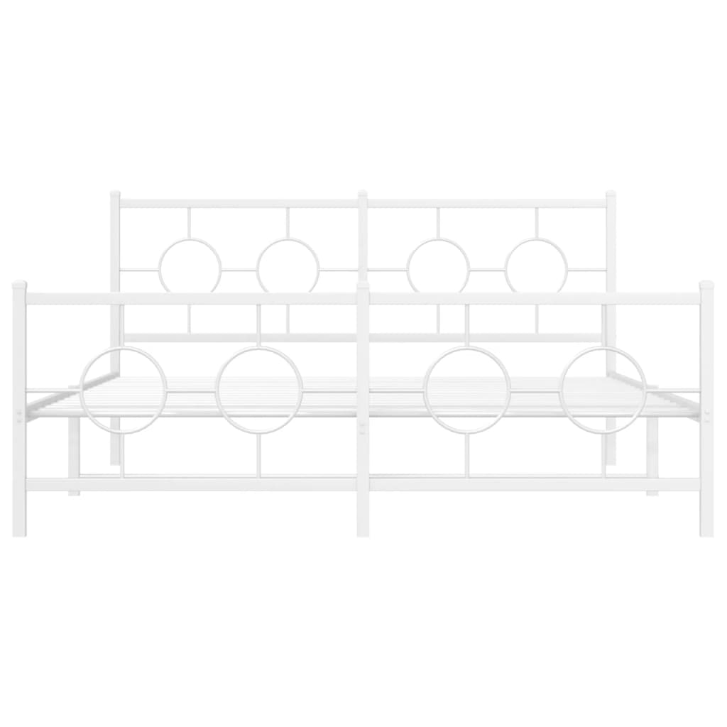 vidaXL Metal Bed Frame without Mattress with Footboard White 150x200cm