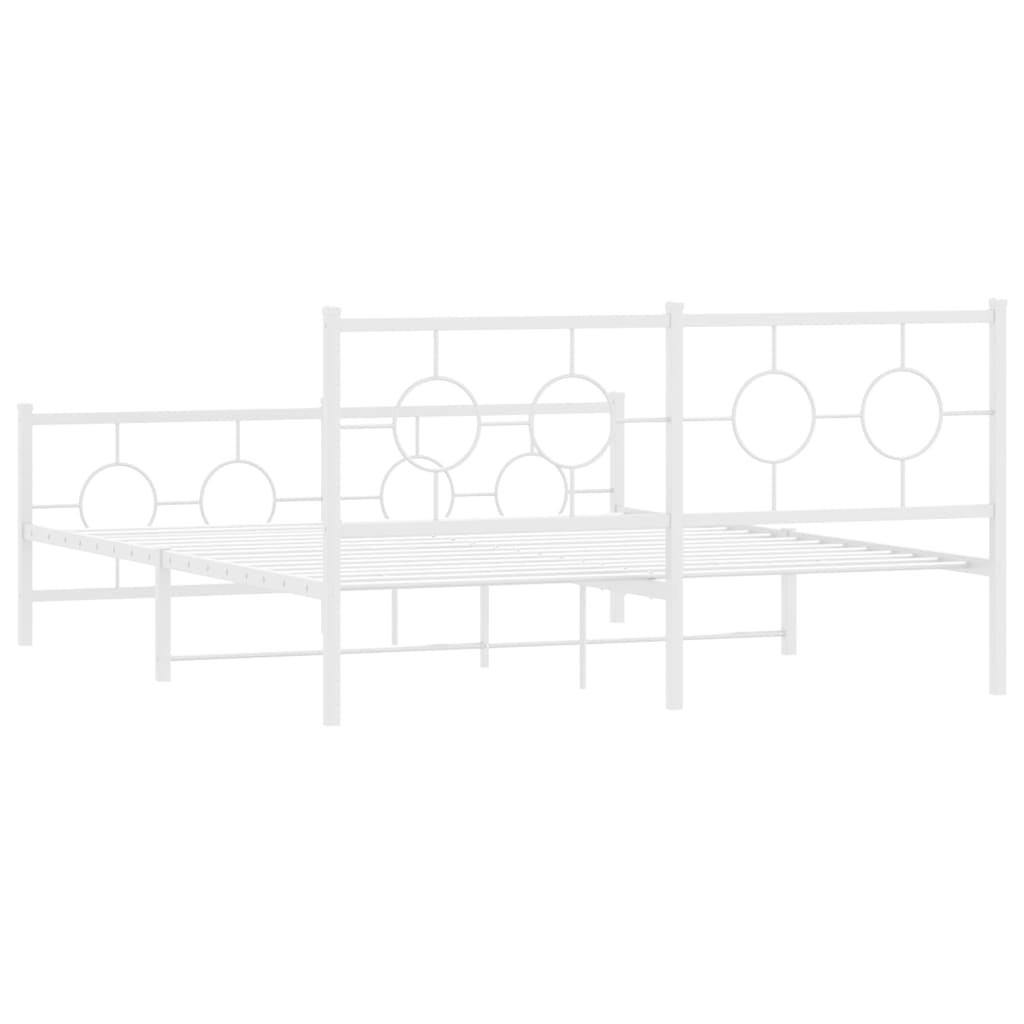 vidaXL Metal Bed Frame without Mattress with Footboard White 150x200cm