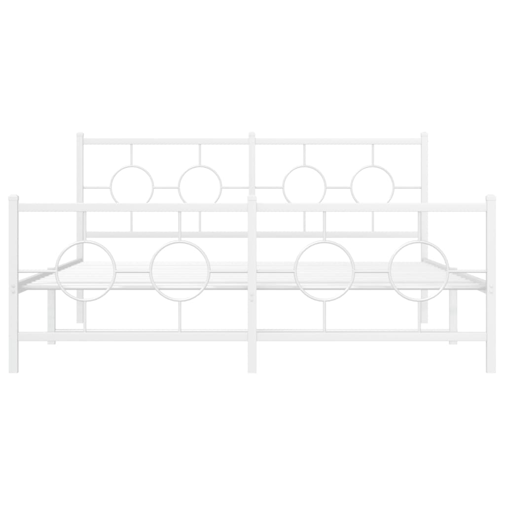 vidaXL Metal Bed Frame without Mattress with Footboard White 160x200cm