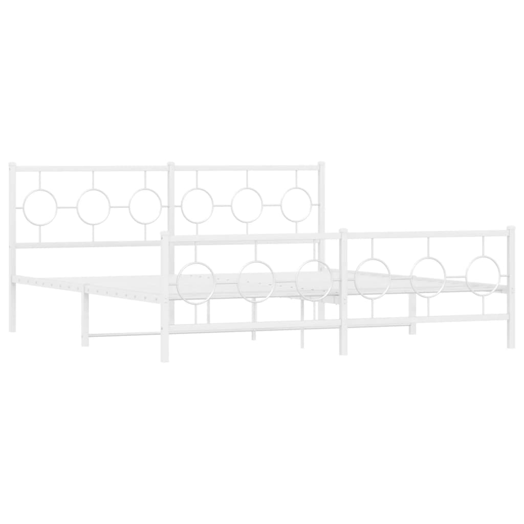 vidaXL Metal Bed Frame without Mattress with Footboard White 180x200cm