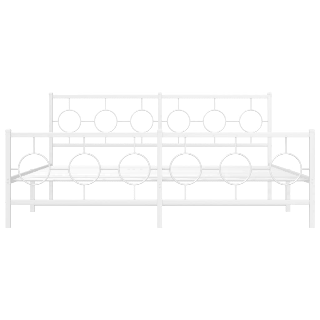 vidaXL Metal Bed Frame without Mattress with Footboard White 180x200cm