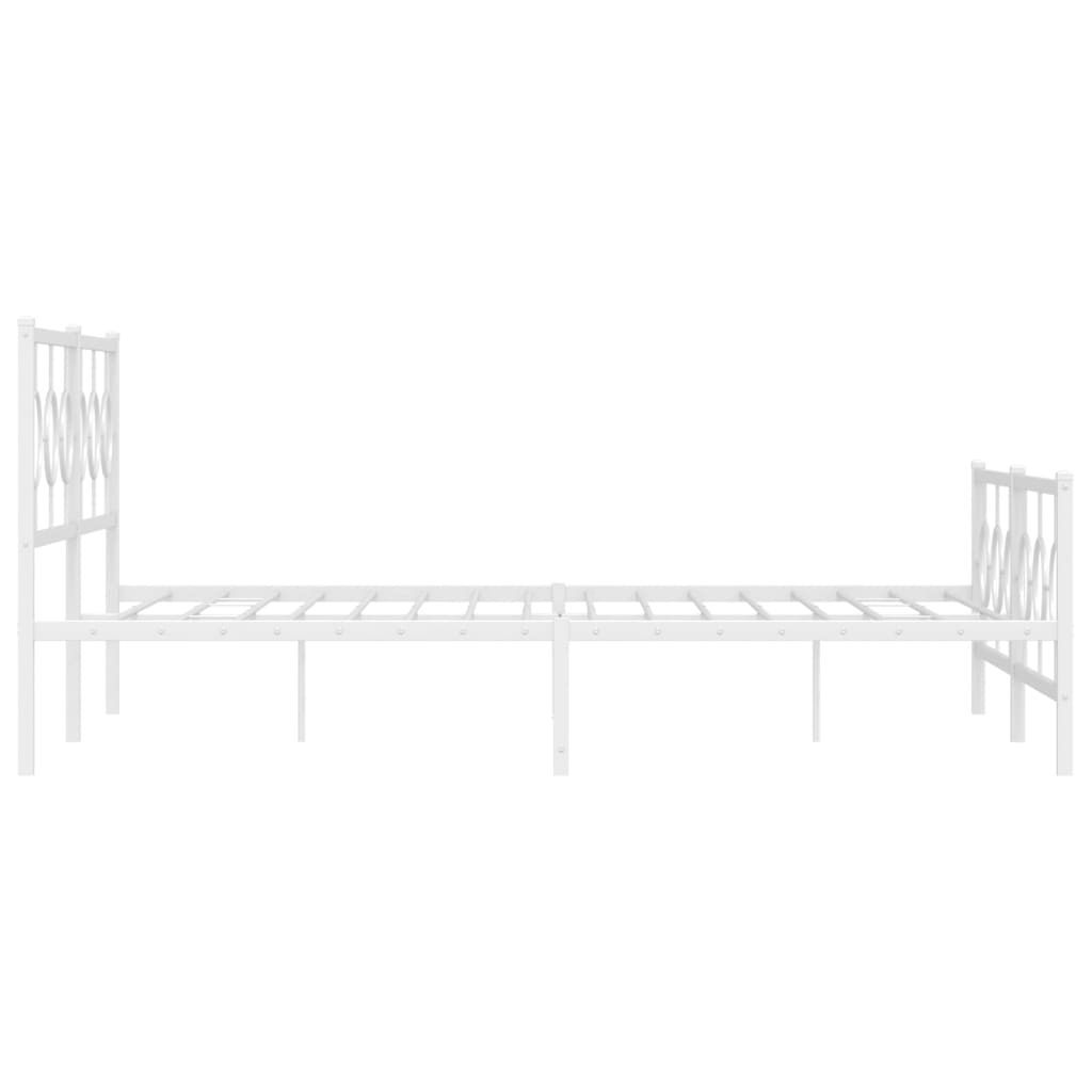 vidaXL Metal Bed Frame without Mattress with Footboard White 180x200cm