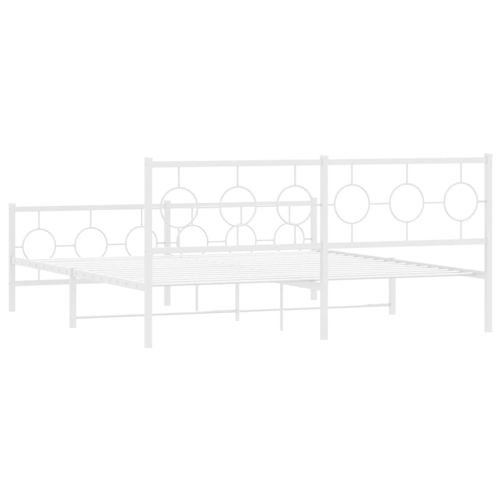 vidaXL Metal Bed Frame without Mattress with Footboard White 180x200cm