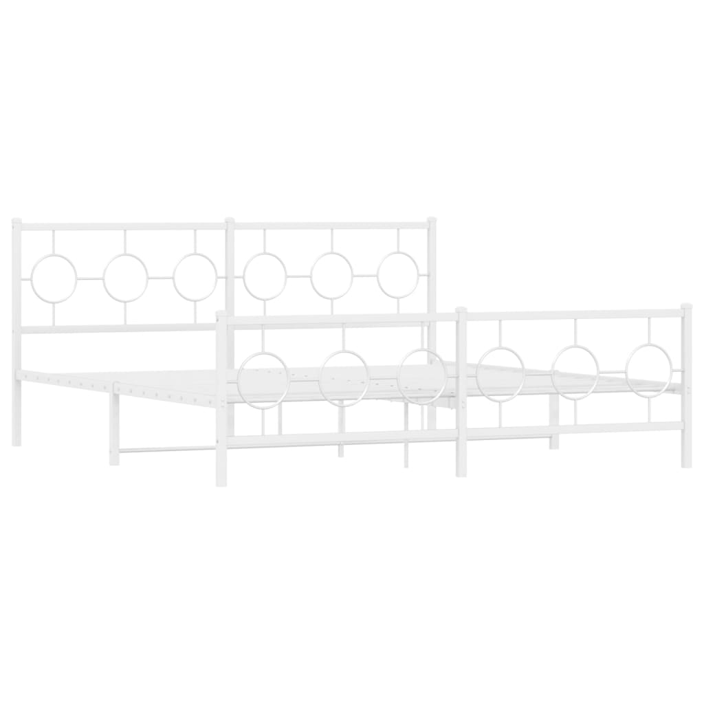 vidaXL Metal Bed Frame without Mattress with Footboard White 183x213cm