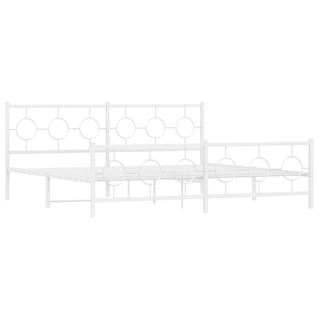 vidaXL Metal Bed Frame without Mattress with Footboard White 193x203cm