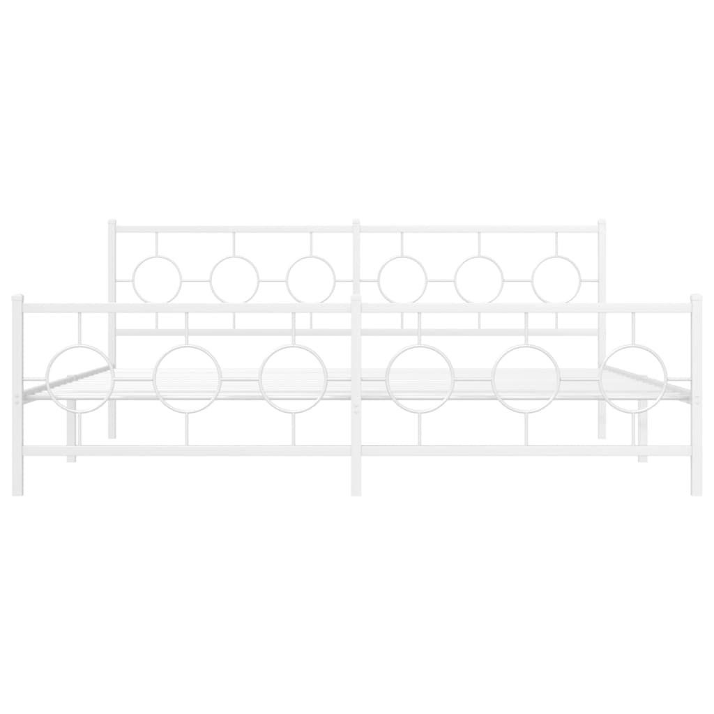 vidaXL Metal Bed Frame without Mattress with Footboard White 193x203cm