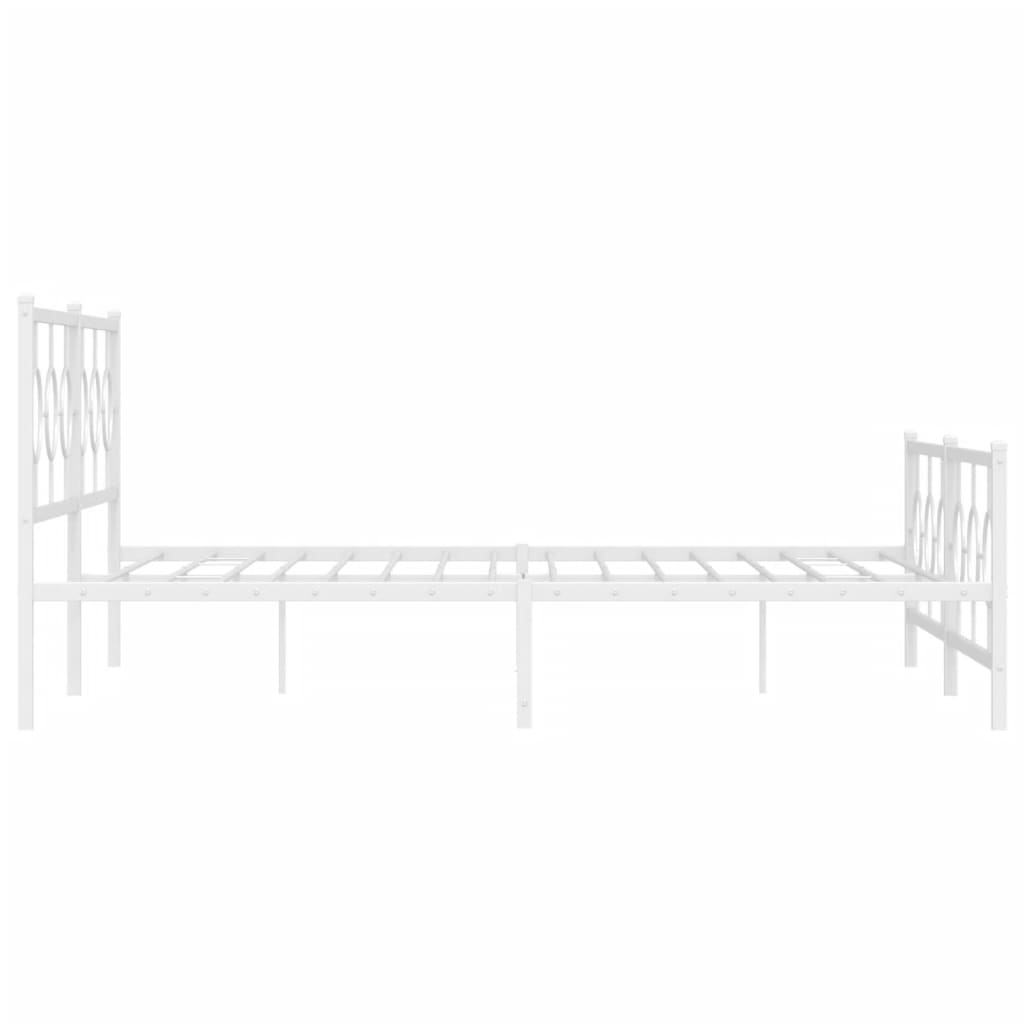 vidaXL Metal Bed Frame without Mattress with Footboard White 193x203cm