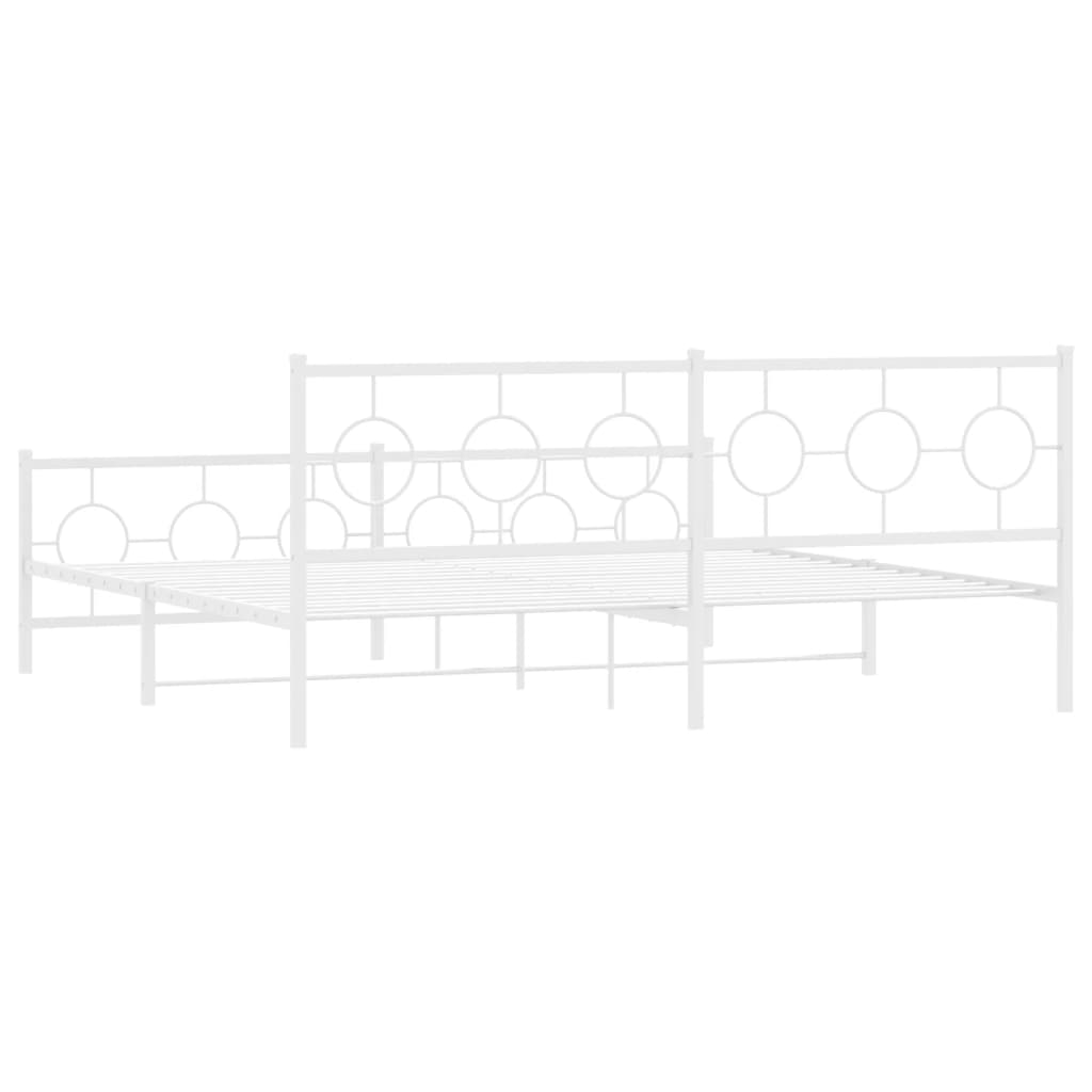 vidaXL Metal Bed Frame without Mattress with Footboard White 193x203cm