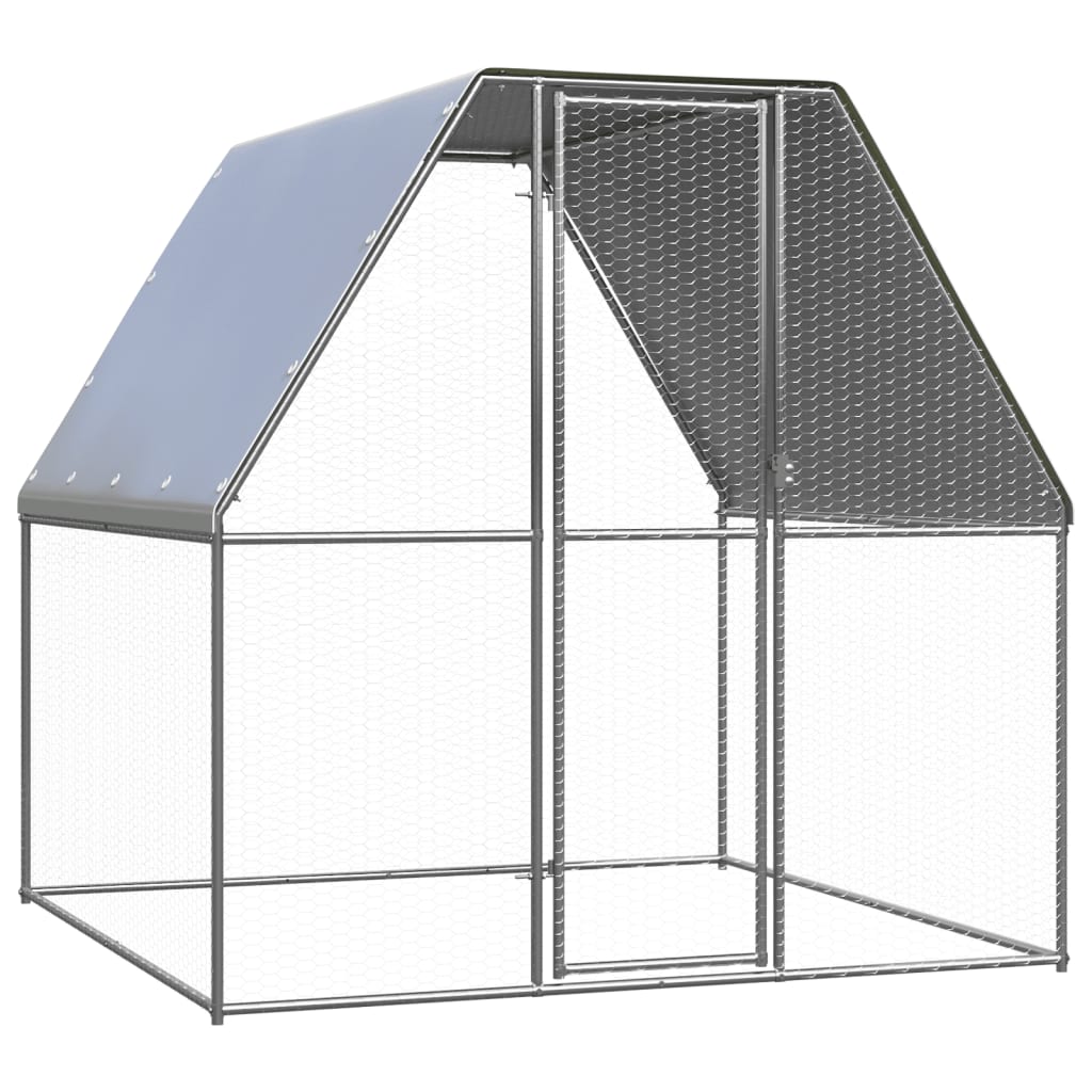 vidaXL Chicken Cage Silver and Grey 2x2x2 m Galvanised Steel