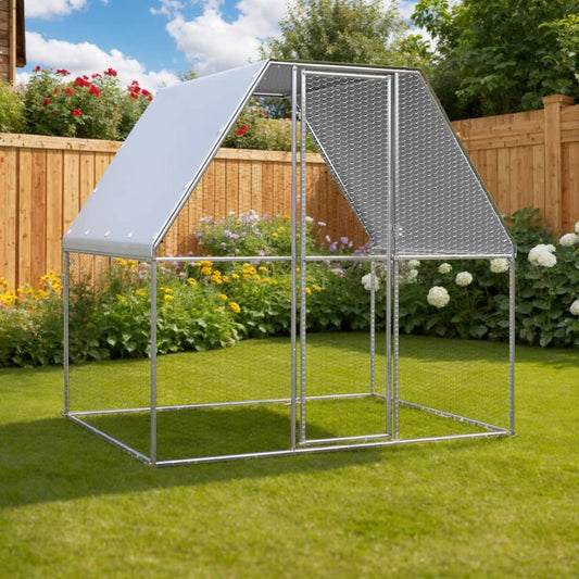 vidaXL Chicken Cage Silver and Grey 2x2x2 m Galvanised Steel