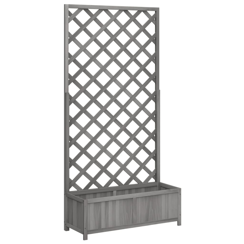 vidaXL Planter with Trellis Grey Solid Wood Fir