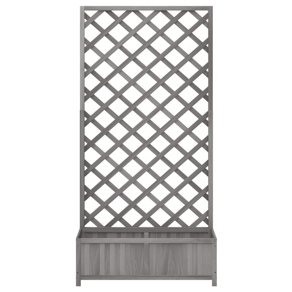 vidaXL Planter with Trellis Grey Solid Wood Fir