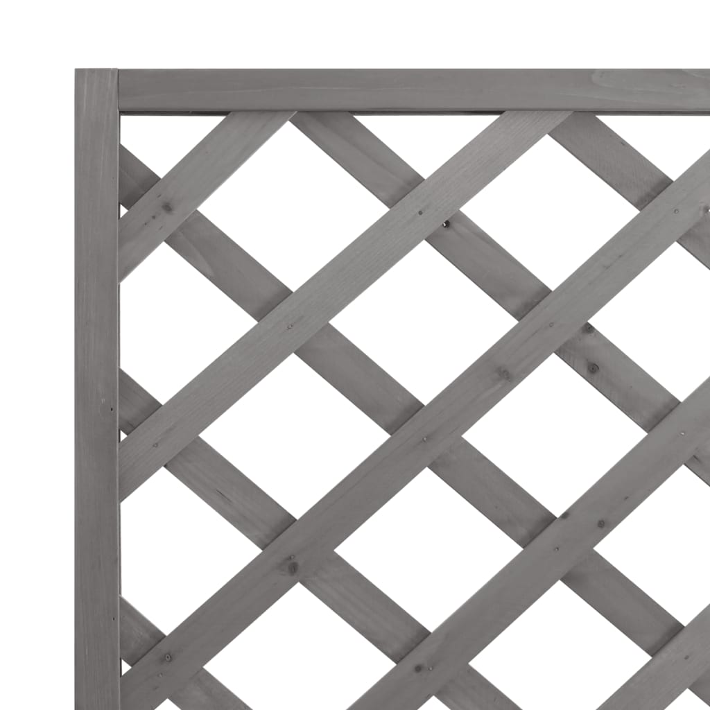 vidaXL Planter with Trellis Grey Solid Wood Fir