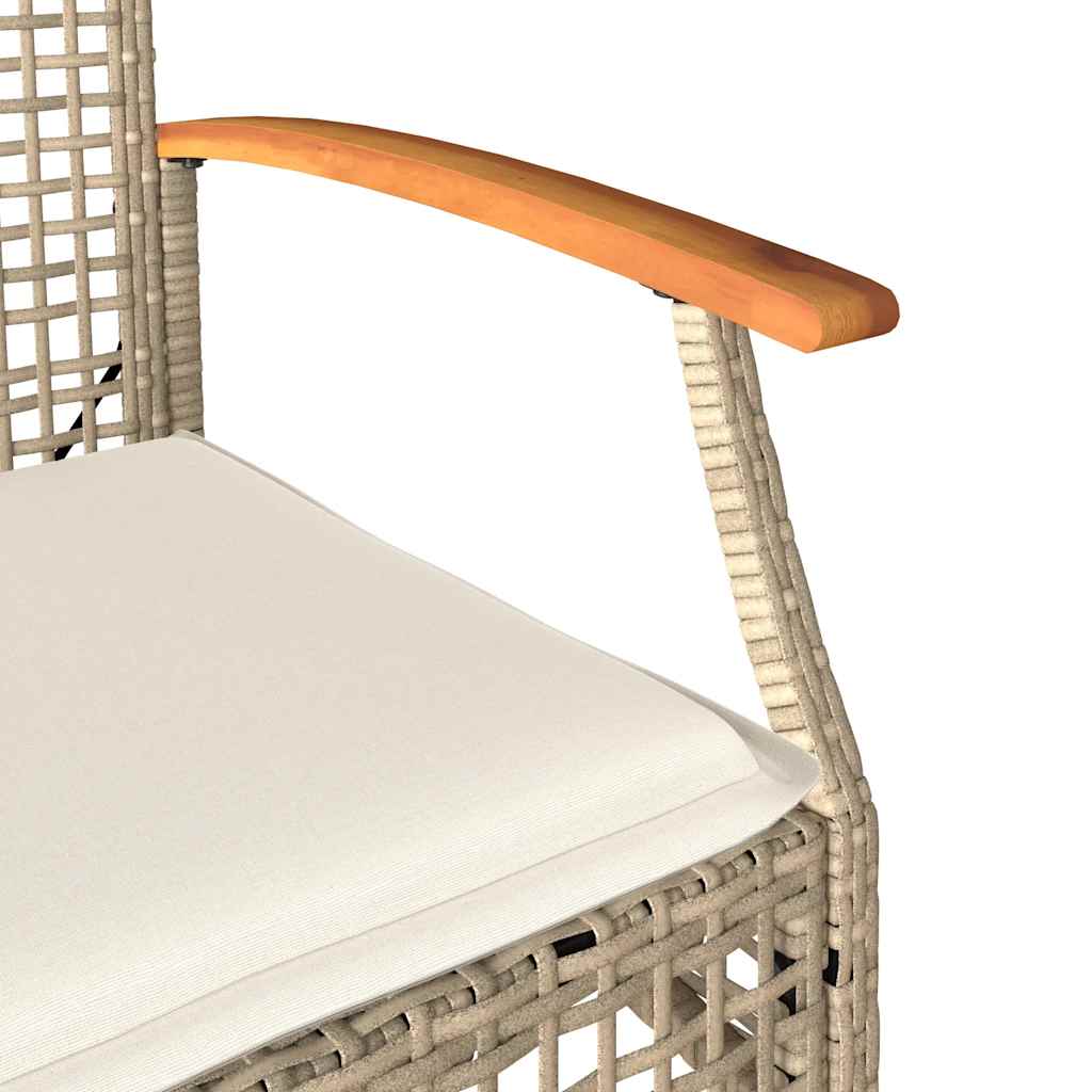Garden Chairs with Cushions 4 pcs Beige Poly Rattan Acacia Wood