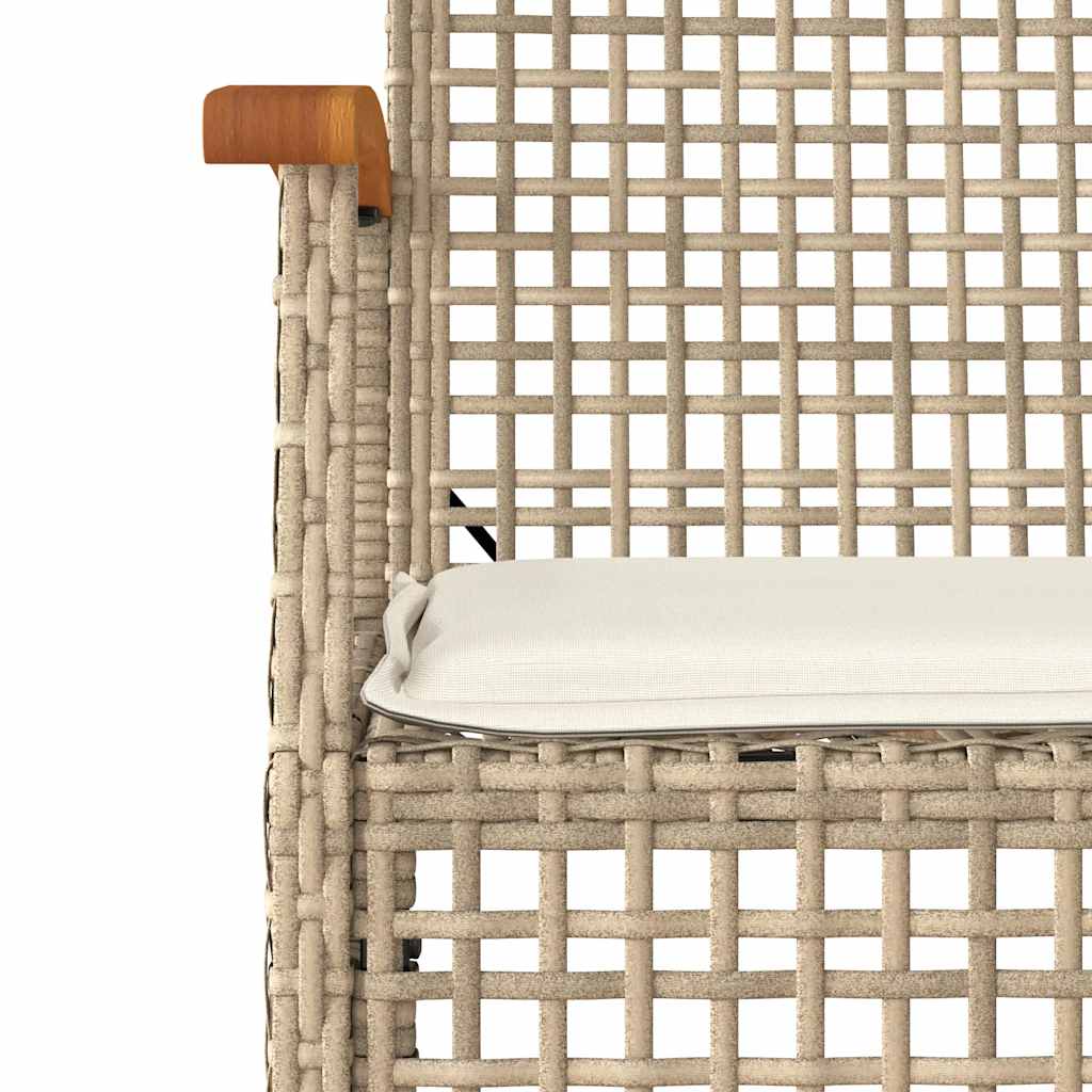 Garden Chairs with Cushions 4 pcs Beige Poly Rattan Acacia Wood