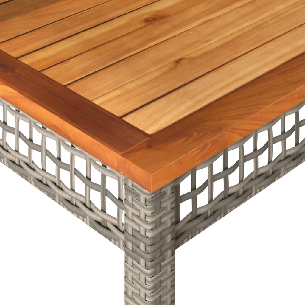 Garden Table Grey 80x80x75 cm Poly Rattan Acacia Wood