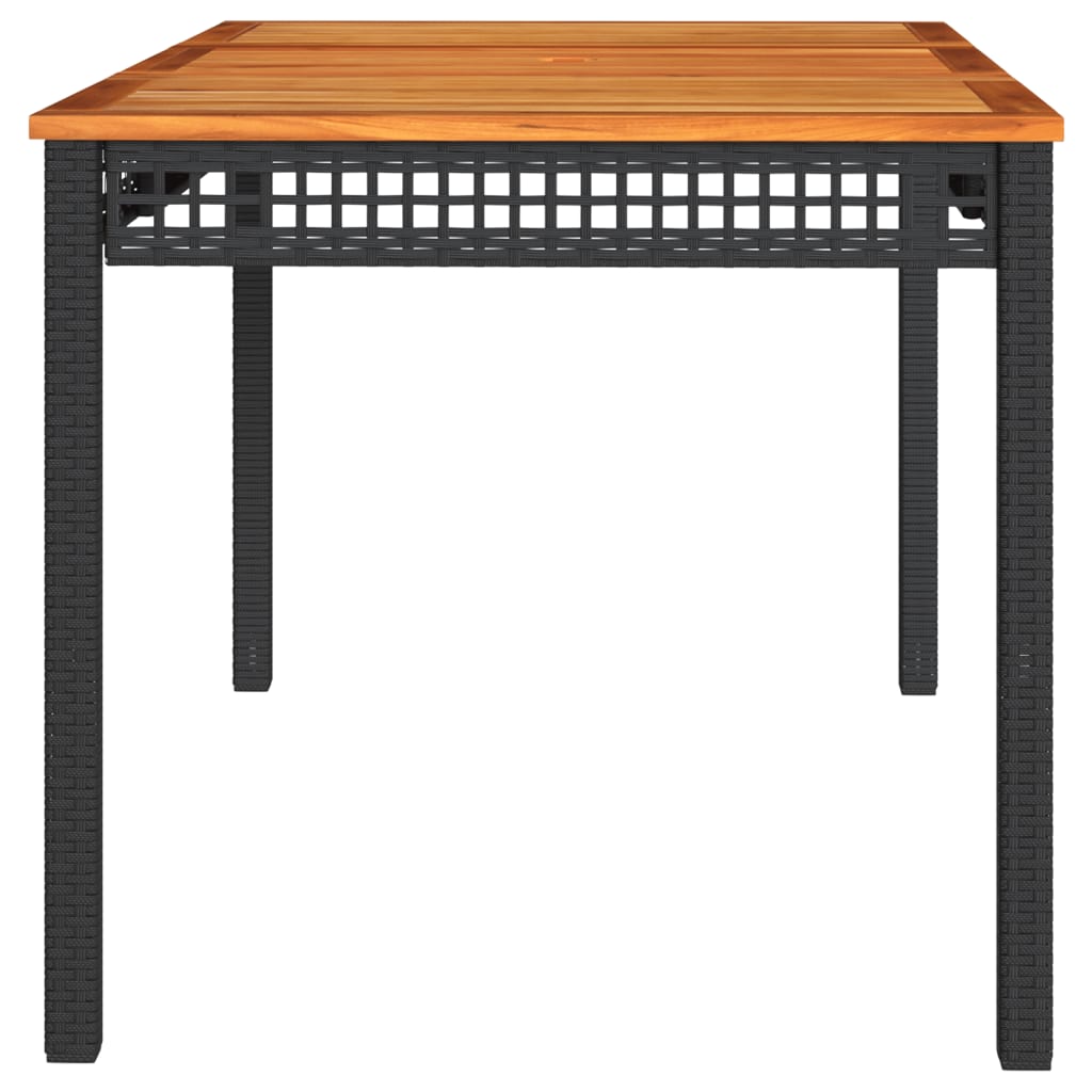 vidaXL Garden Table Black 140x80x75 cm Poly Rattan Acacia Wood
