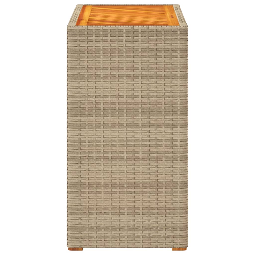 vidaXL Garden Side Table with Wooden Top Beige 60x40x75 cm Poly Rattan