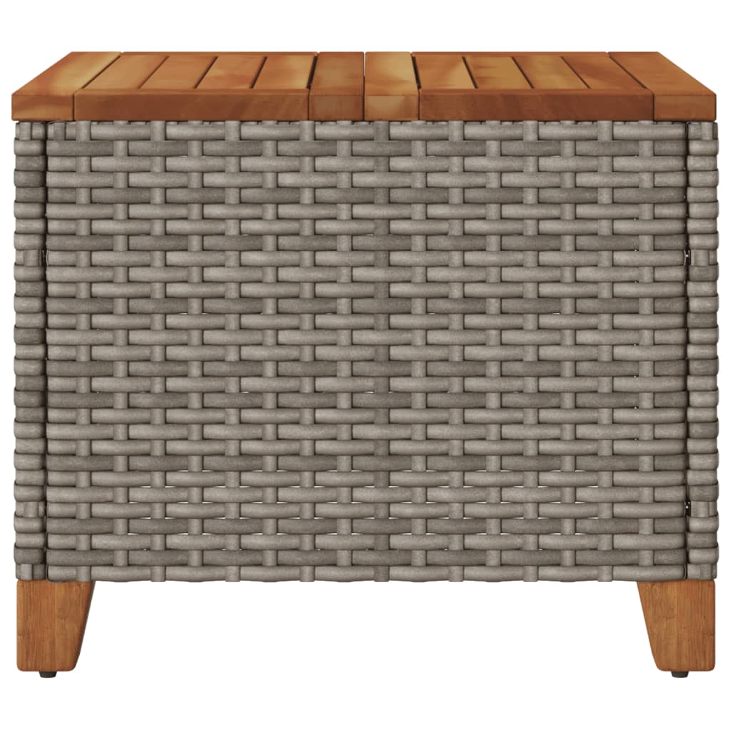 vidaXL Garden Table Grey 45x45x37 cm Poly Rattan Acacia Wood