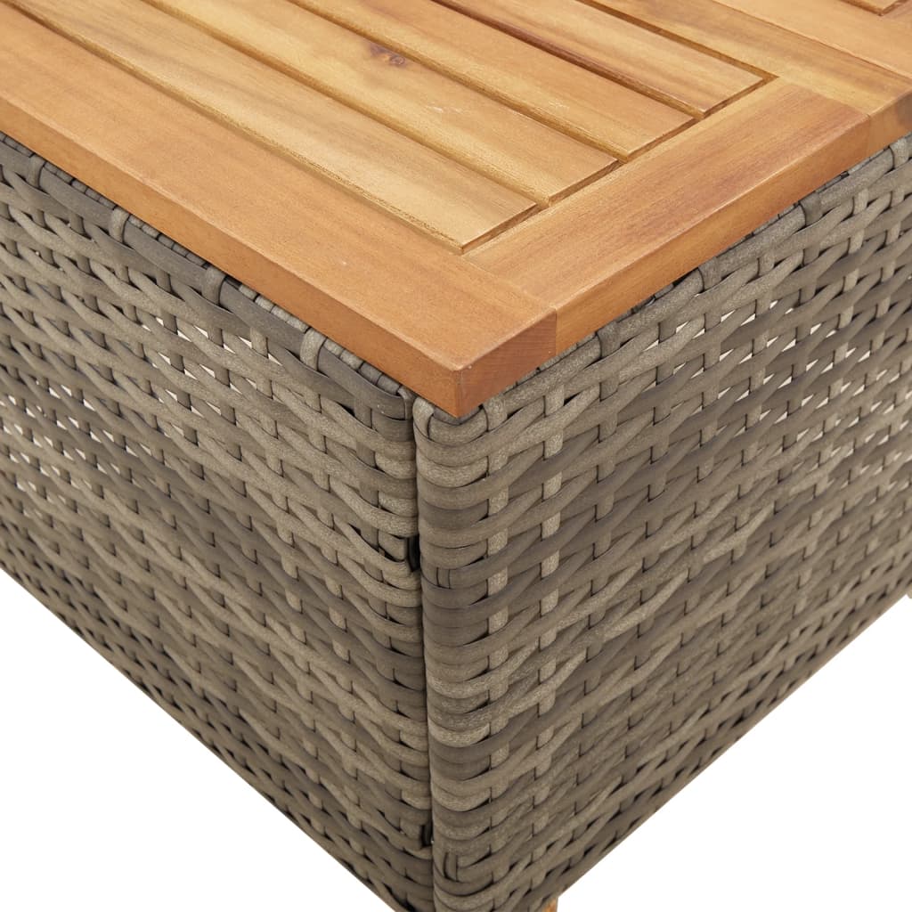 vidaXL Garden Table Grey 45x45x37 cm Poly Rattan Acacia Wood