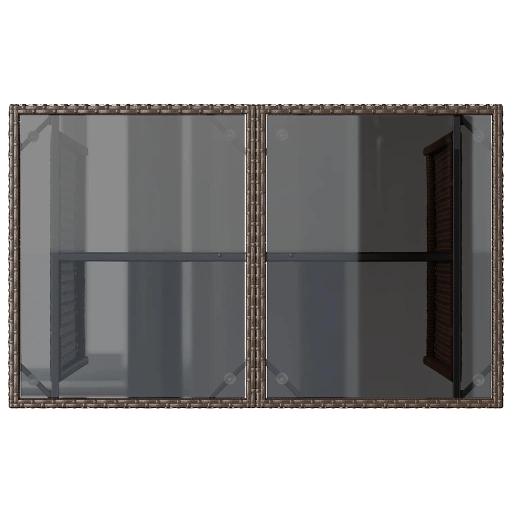 Garden Table with Glass Top Brown 110x68x70 cm Poly Rattan
