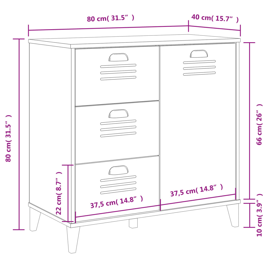 vidaXL Sideboard VIKEN White 80x40x80 cm Engineered Wood