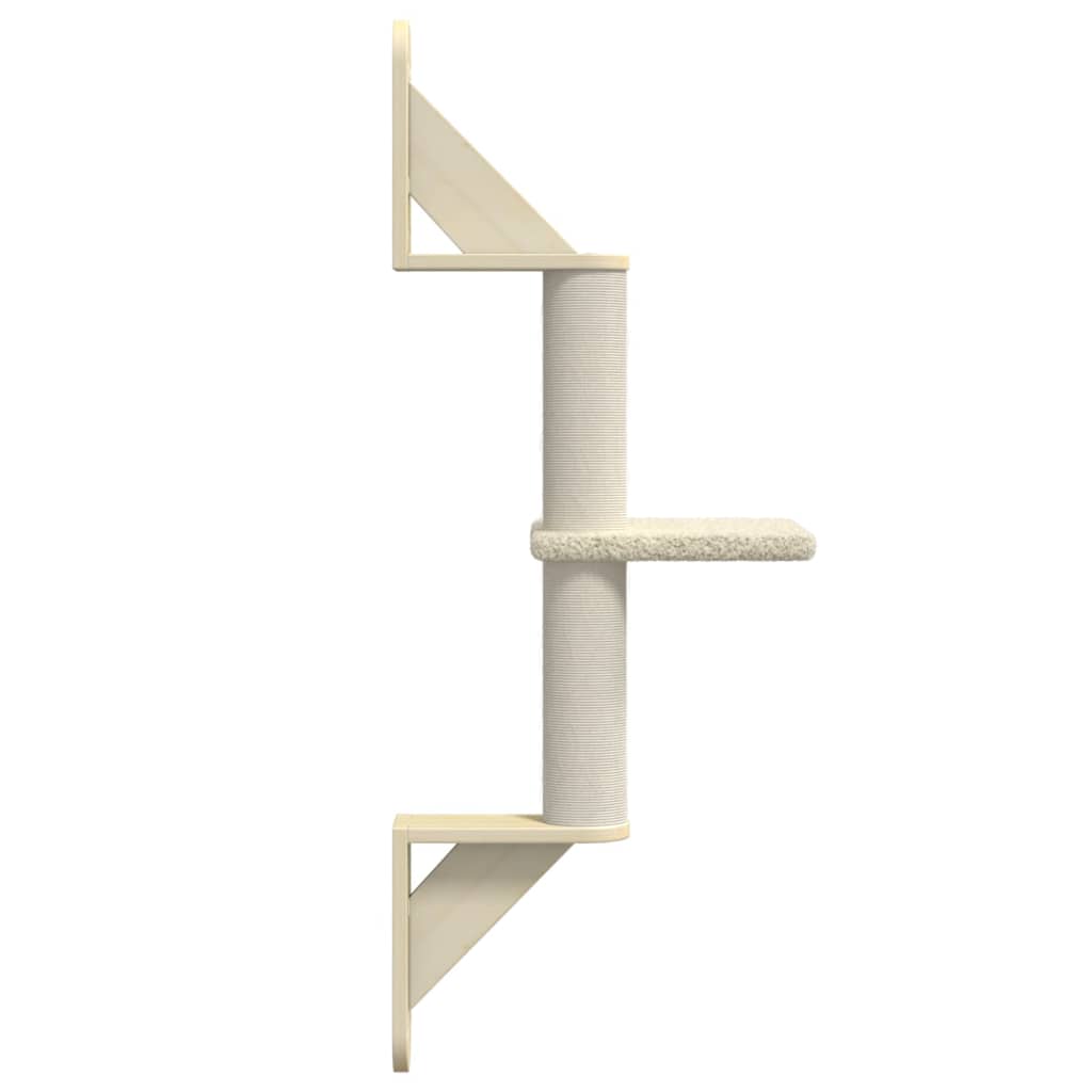 vidaXL Wall-mounted Cat Tree with Scratching Post Cream 85.5 cm