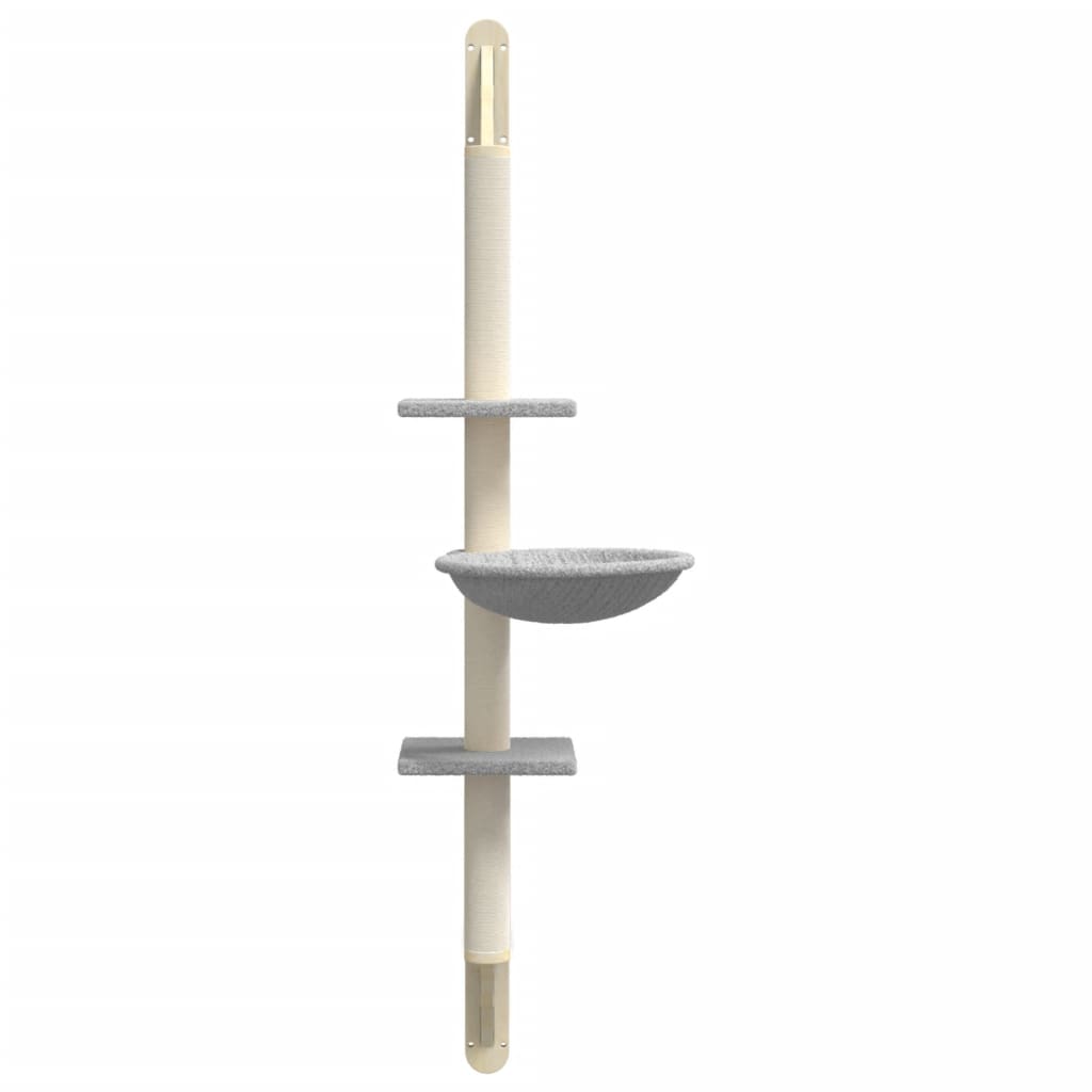 vidaXL Wall-mounted Cat Tree with Scratching Post Light Grey 142.5 cm