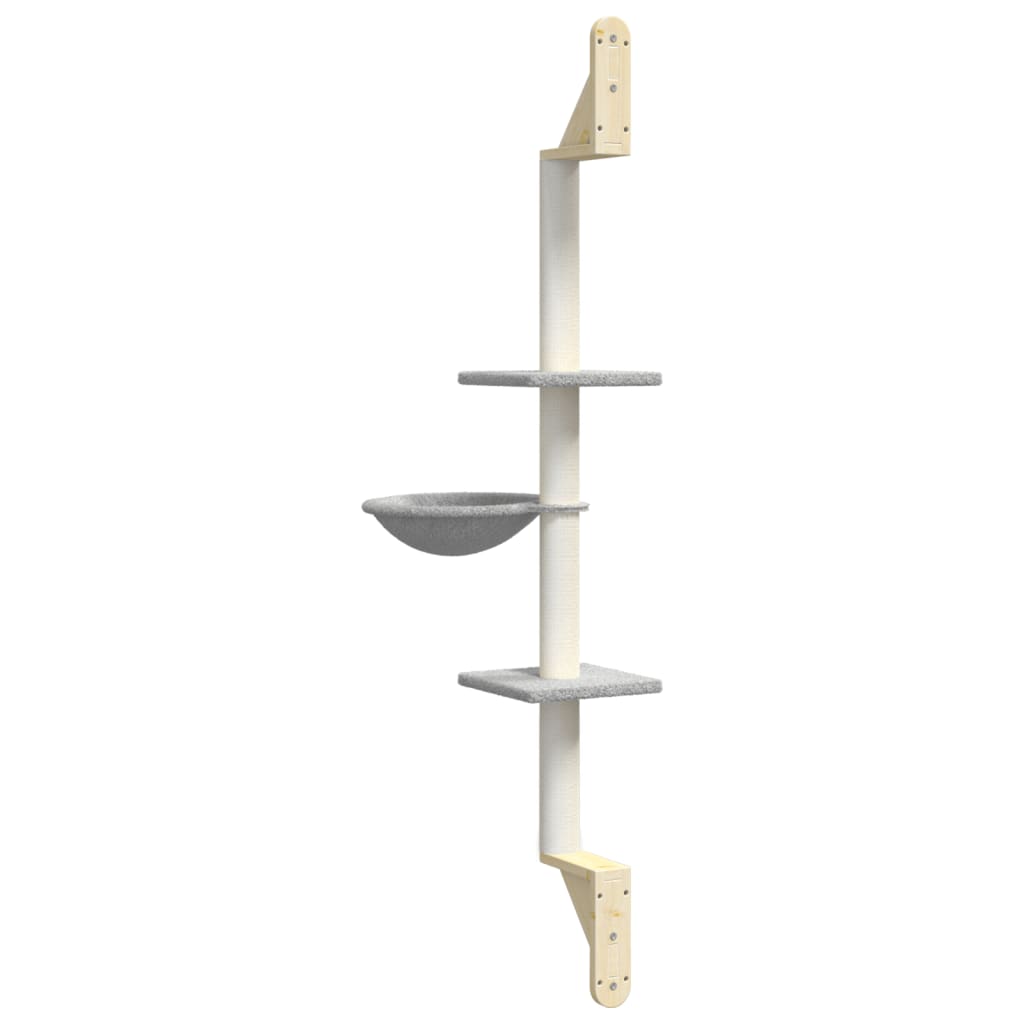 vidaXL Wall-mounted Cat Tree with Scratching Post Light Grey 142.5 cm