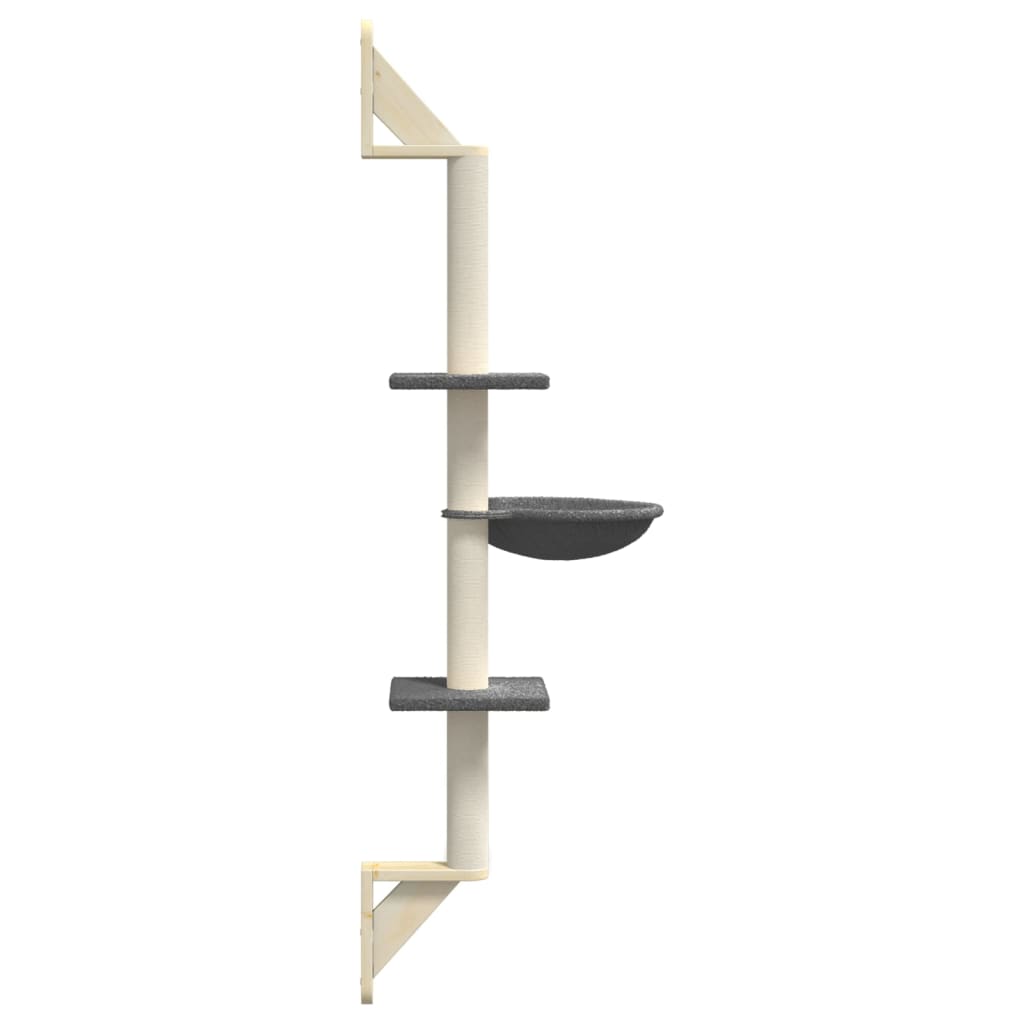 vidaXL Wall-mounted Cat Tree with Scratching Post Dark Grey 142.5 cm