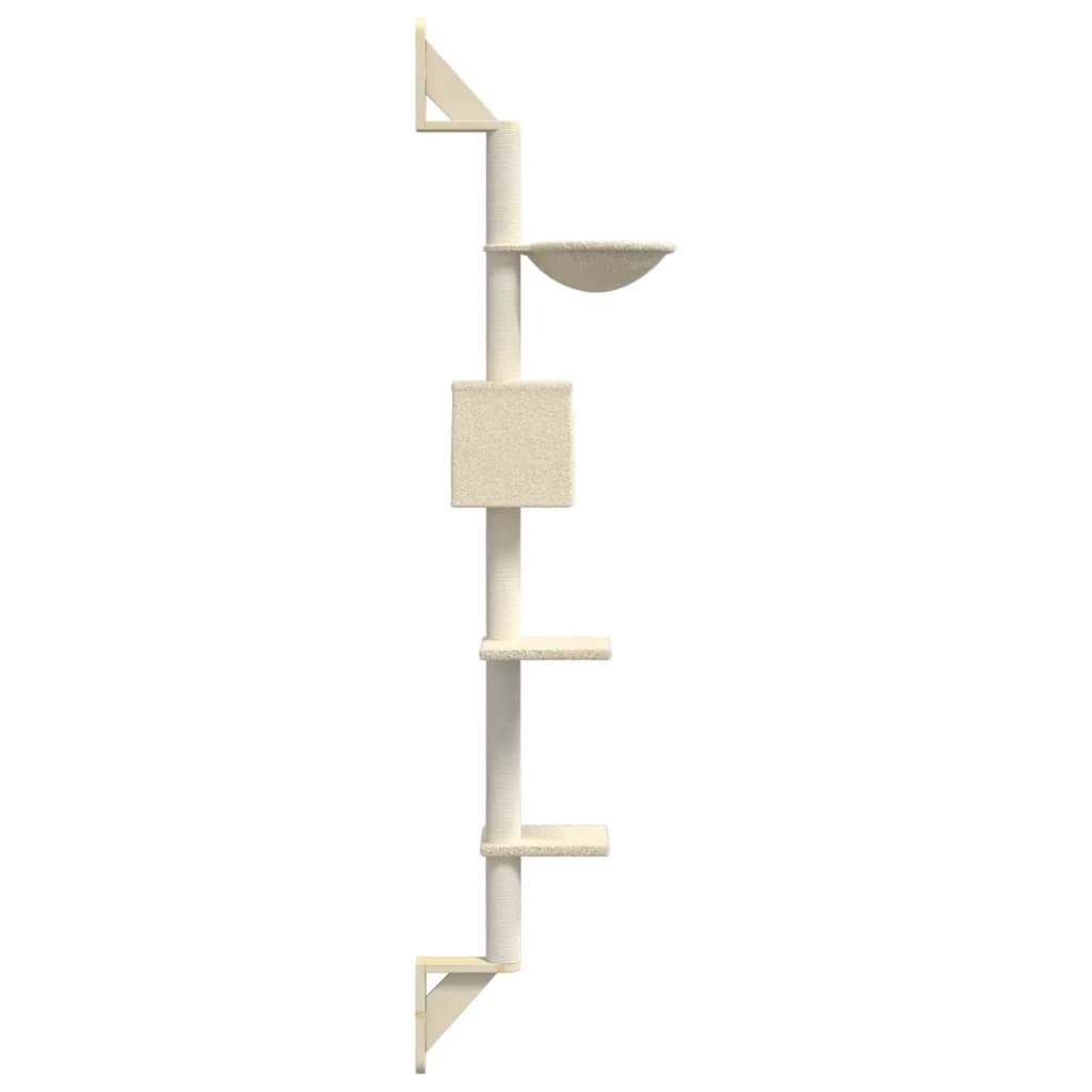 vidaXL Wall-mounted Cat Tree with Scratching Post Cream 187 cm