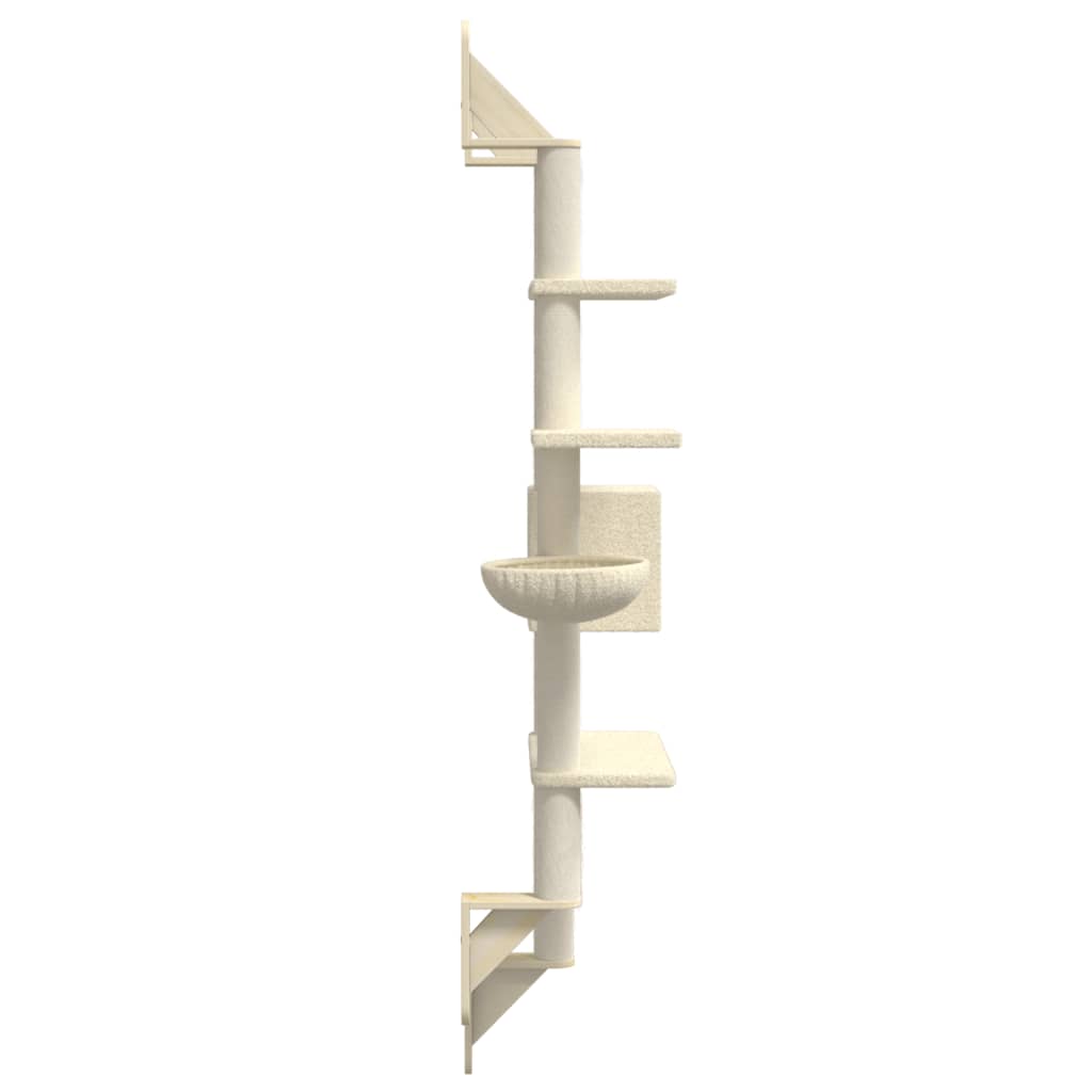 Wall-mounted Cat Tree with Scratching Post Cream 180 cm