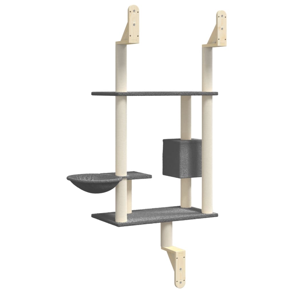 vidaXL Wall-mounted Cat Tree with Scratching Post Dark Grey 153 cm