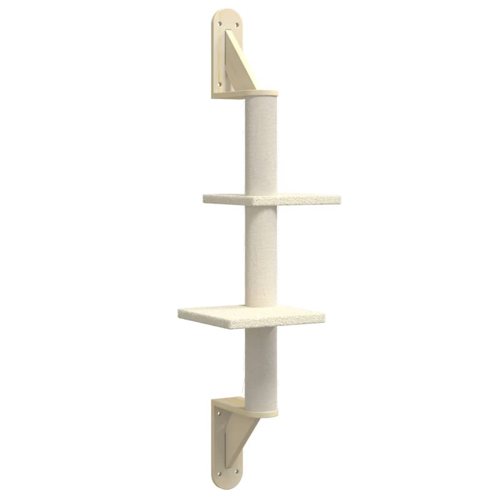 vidaXL Wall-mounted Cat Tree with Scratching Post Cream 108 cm