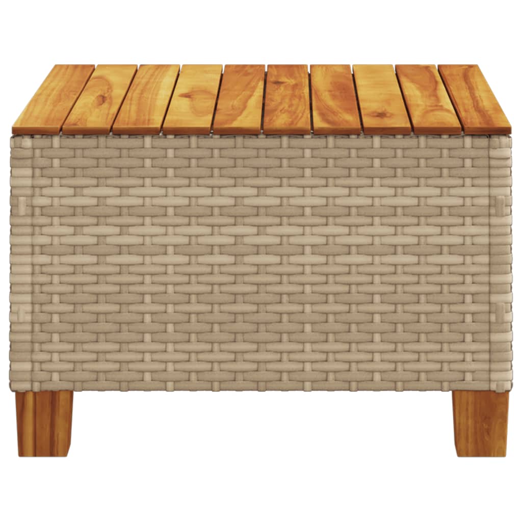 vidaXL Garden Table Beige 55x55x36 cm Poly Rattan Acacia Wood