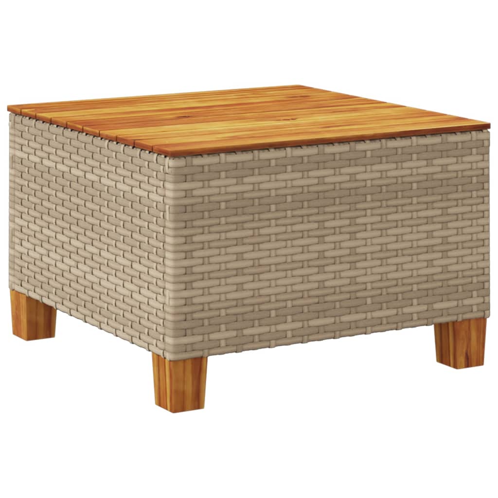 vidaXL Garden Table Beige 55x55x36 cm Poly Rattan Acacia Wood