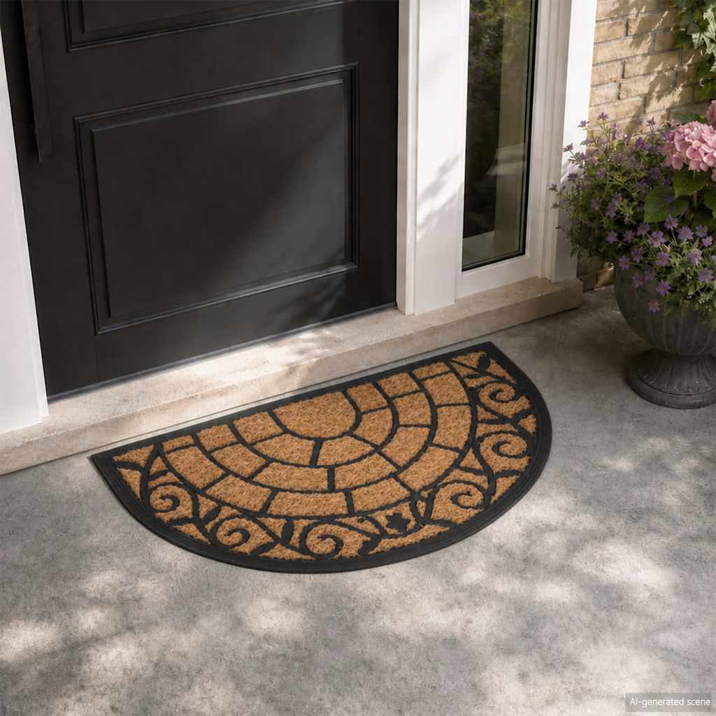Door Mat Half Round 45x75 cm Rubber and Coir