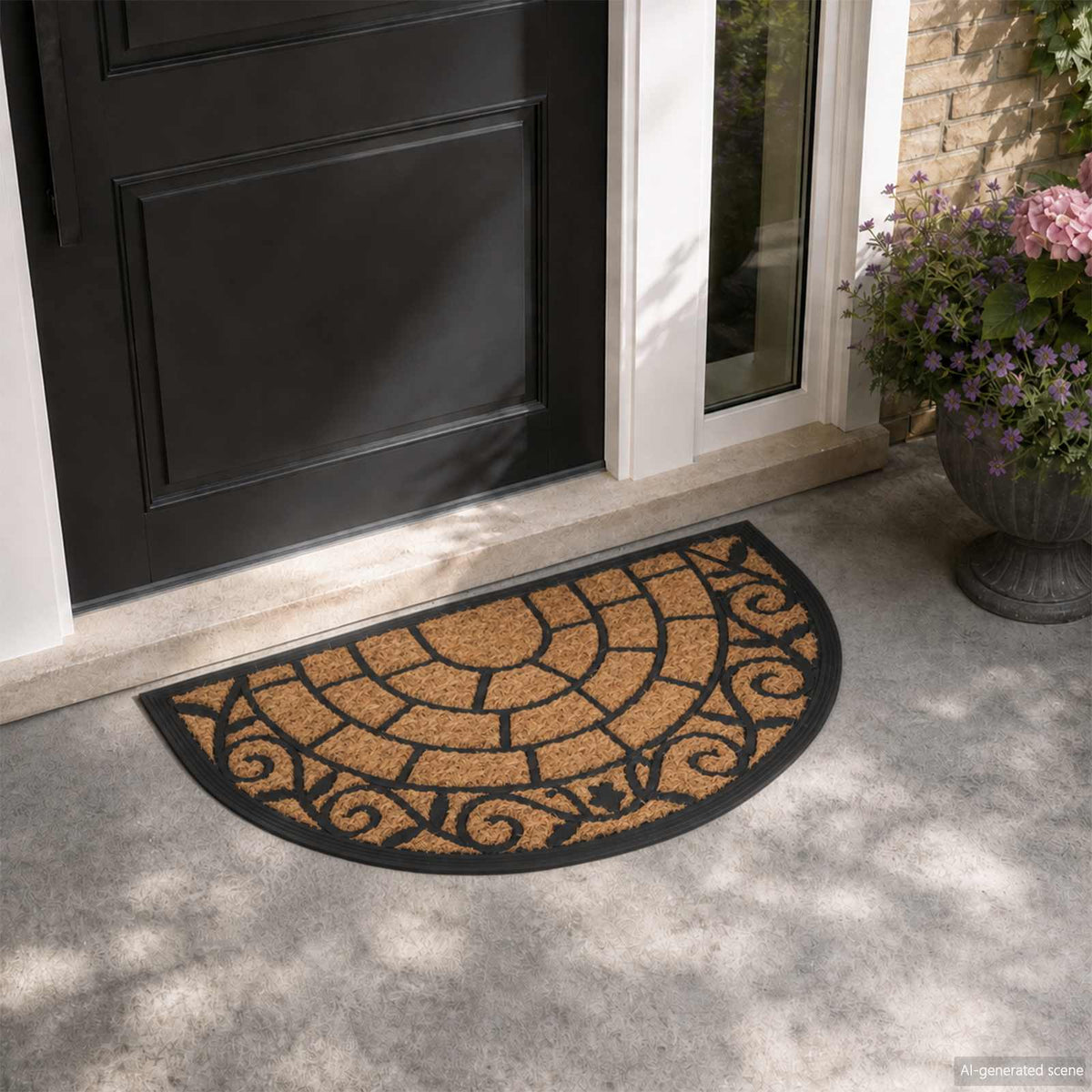 Door Mat Half Round 45x75 cm Rubber and Coir