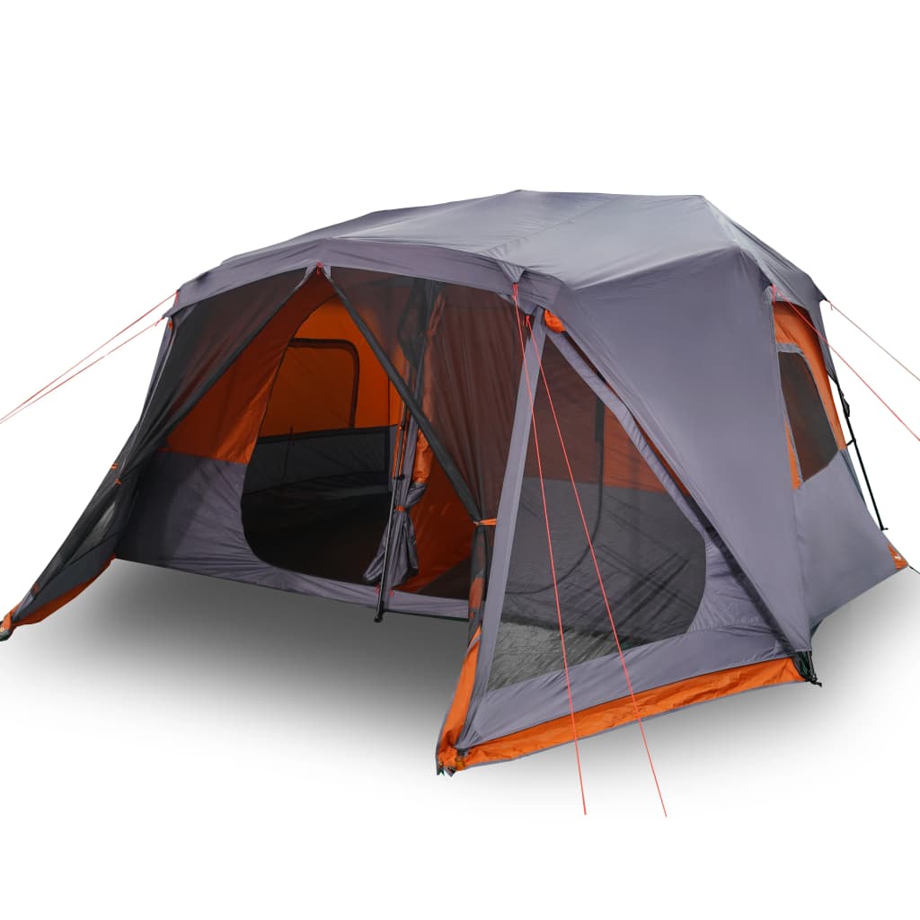 vidaXL Family Tent 10-Person Grey and Orange Quick Release Waterproof